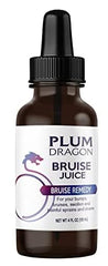 Plum Dragon Bruise Juice bottle closeup, showcasing authentic herbs for topical use.