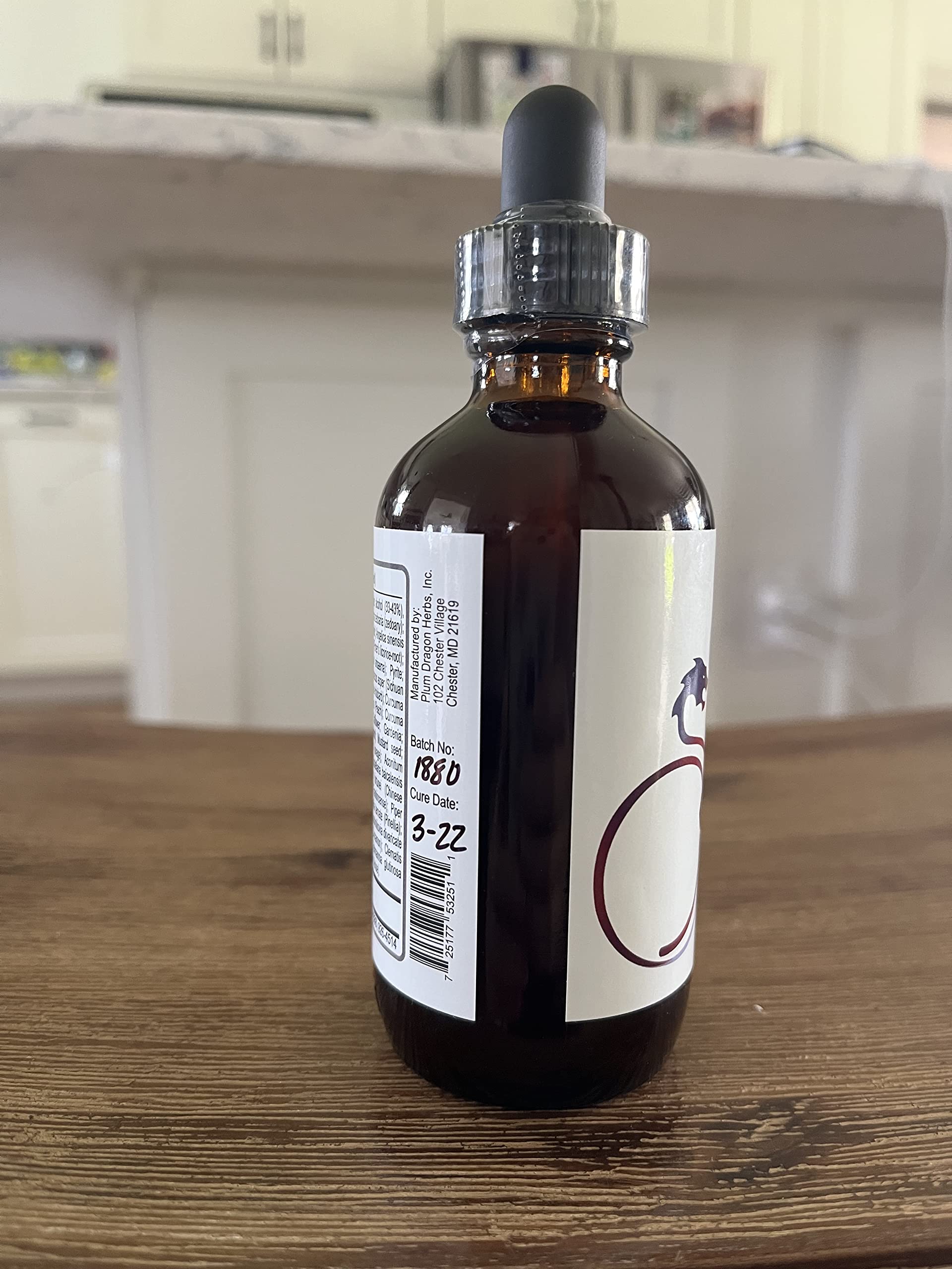 Dropper-cap bottle enables precise, controlled application of the herbal rub.