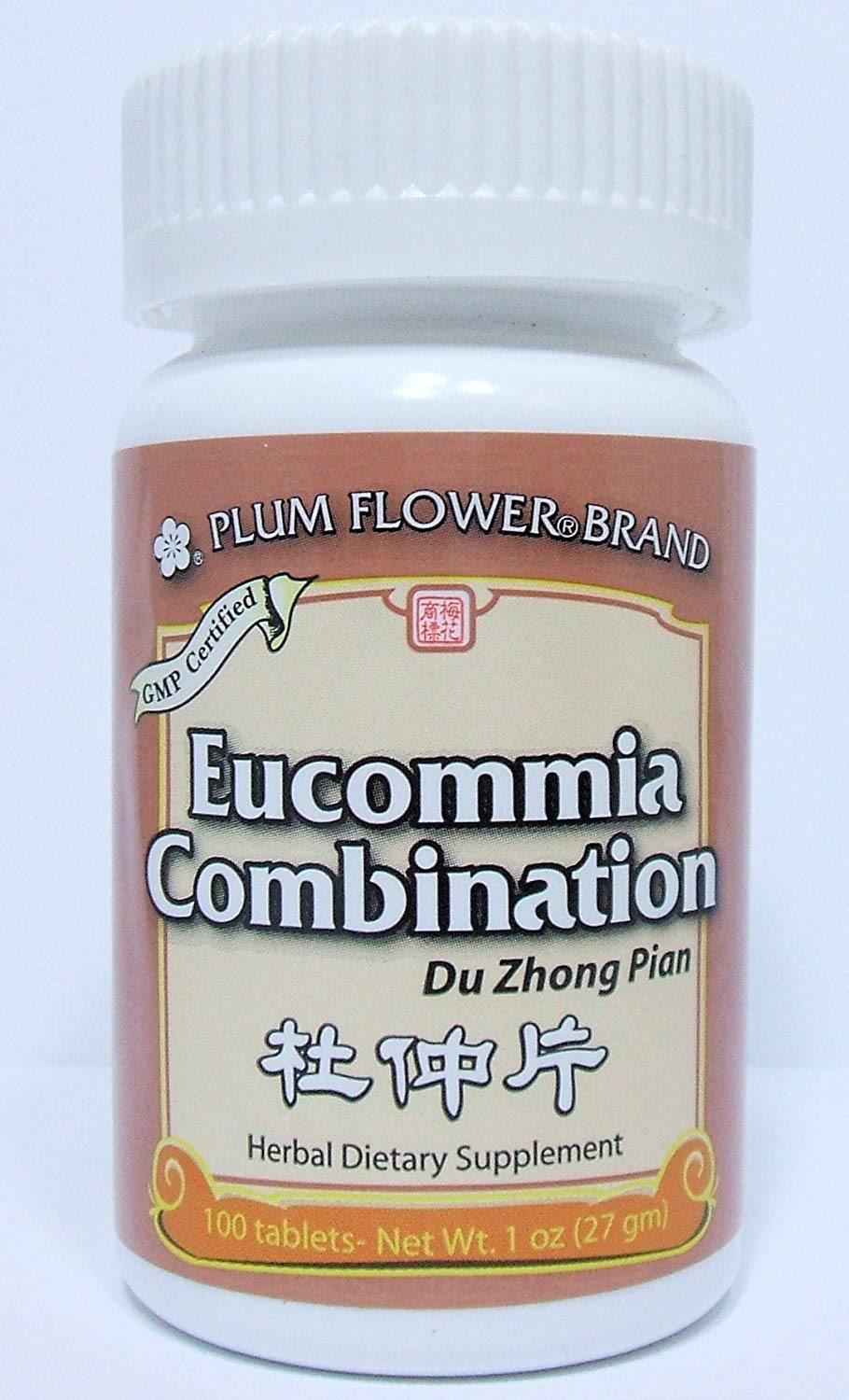 Plum Flower Du Zhong Pian tablets in bottle for waist and knee comfort