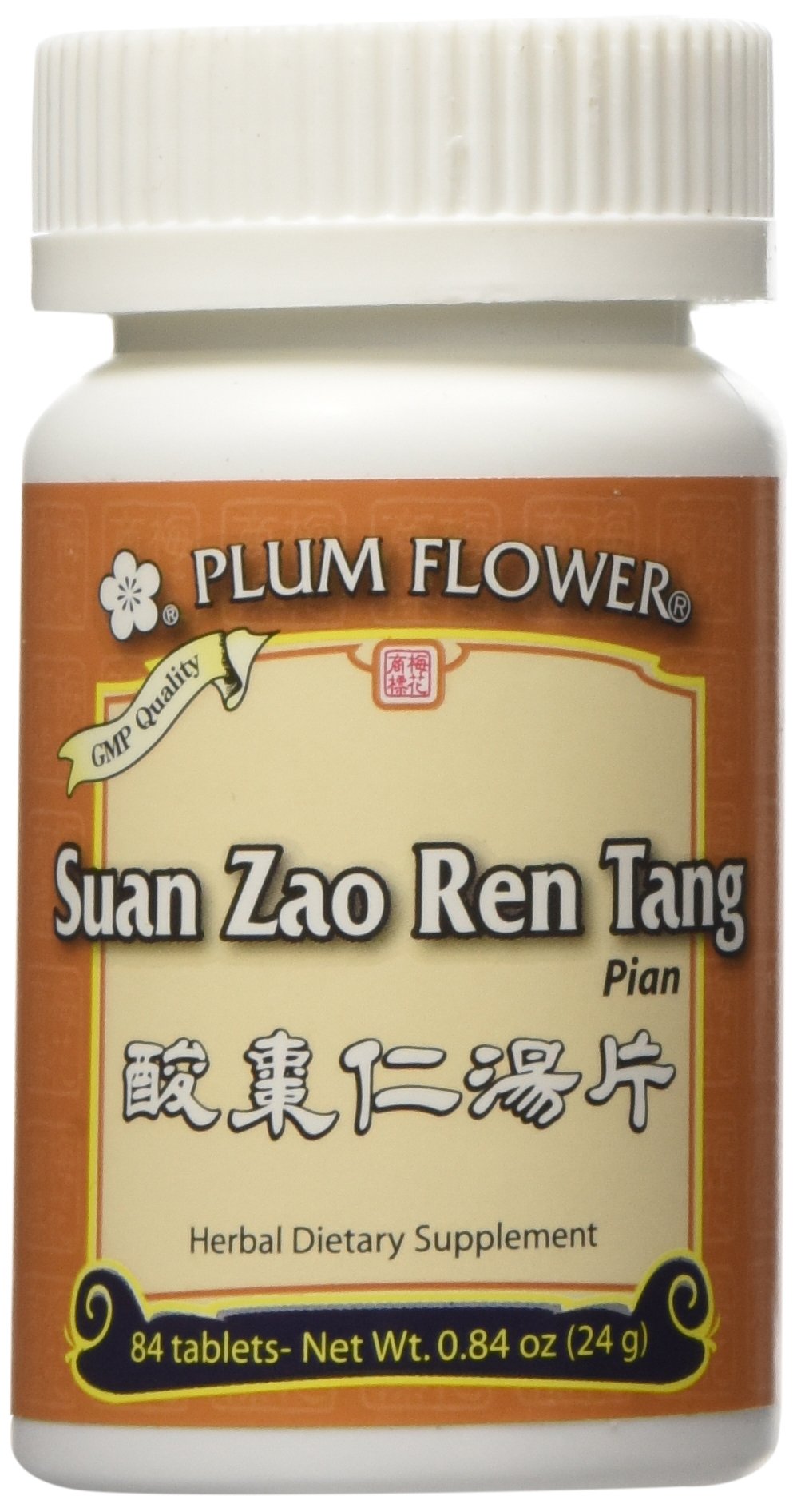 Plum Flowers Suan Zao Ren Tang tablets in bottle for daily calm support