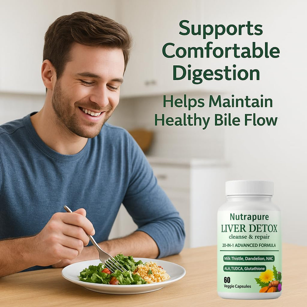 Nutrapure Liver bottle in a travel bag for on-the-go support.