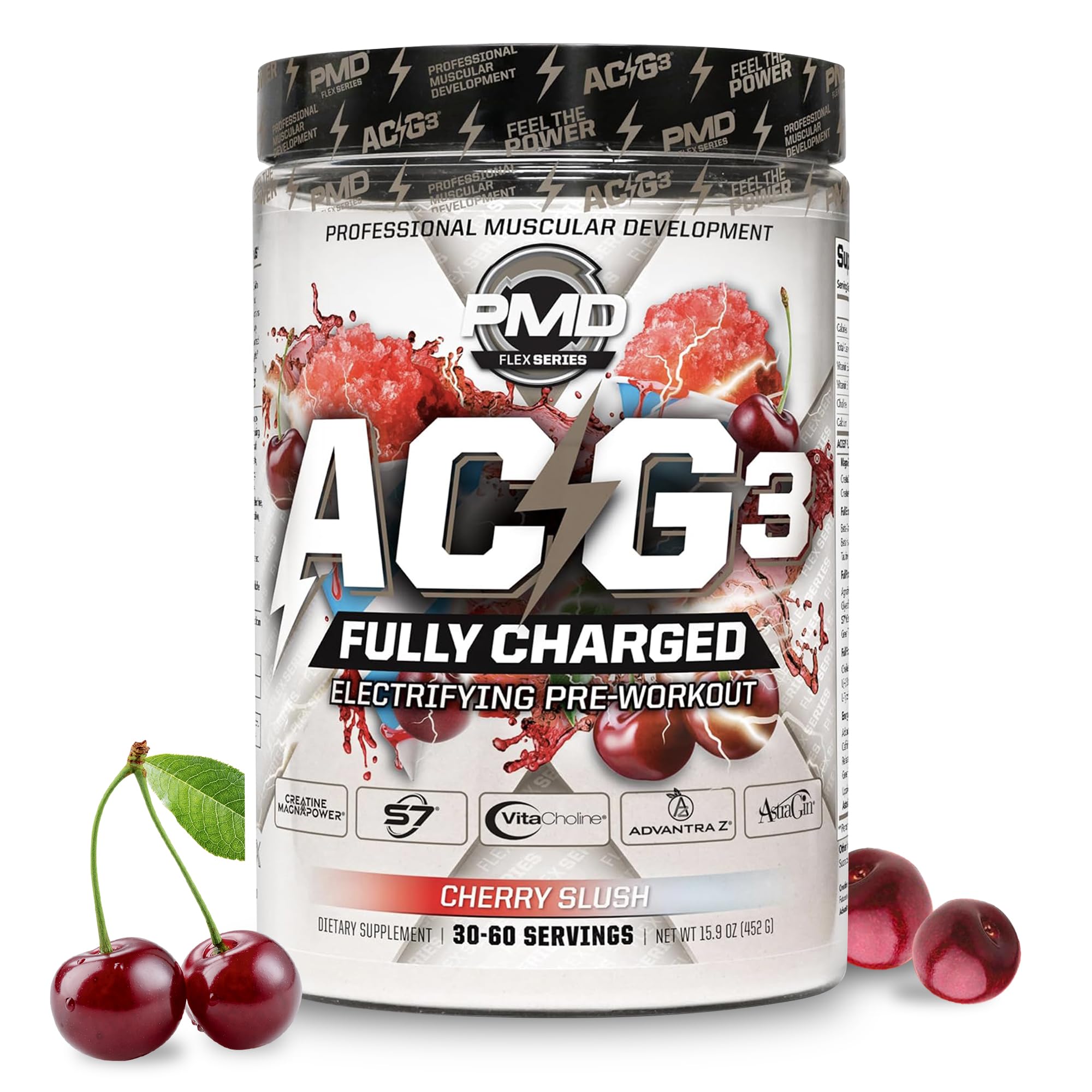 PMD ACG3 Fully Charged cherry slush powder close-up for an energizing workout