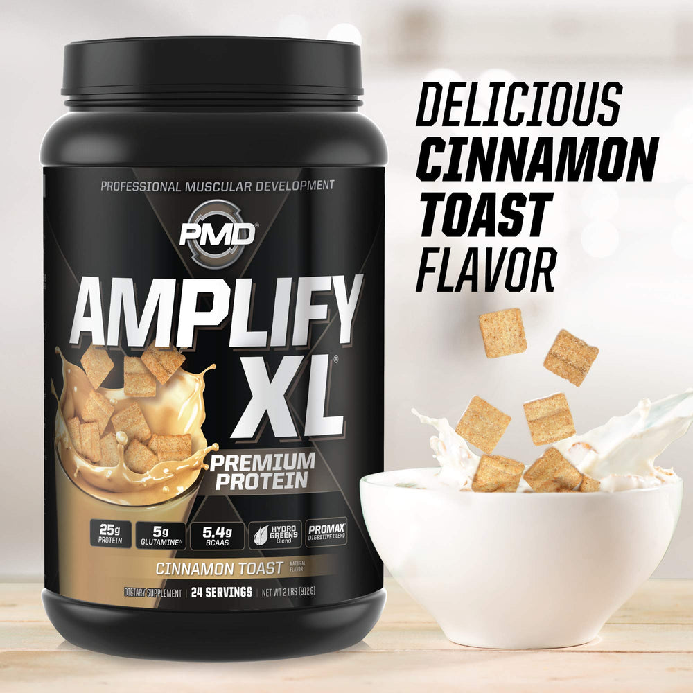 PMD Amplify XL glass of prepared shake on table after workout
