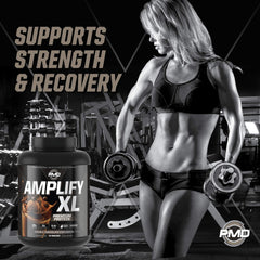 PMD Amplify XL shaker action showing rich chocolate shake texture