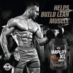 PMD Amplify XL whey concentrate scoop, fast absorption for recovery.