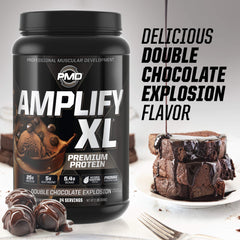 PMD Amplify XL whey hydrolysate detail, rapid fuel for muscles.