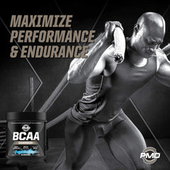 PMD BCAA Charged scoop dispensing shows easy measurement for training sessions.