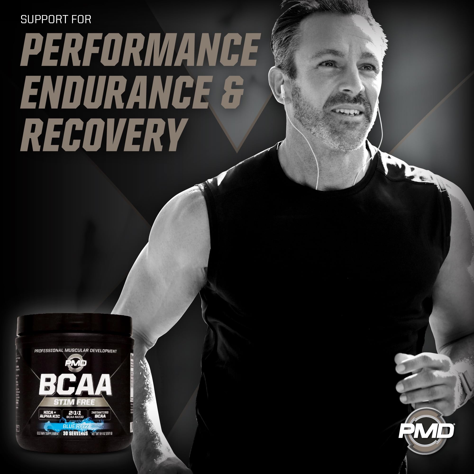 PMD BCAA 2-1-1 ratio emphasizes essential amino acids for training support.