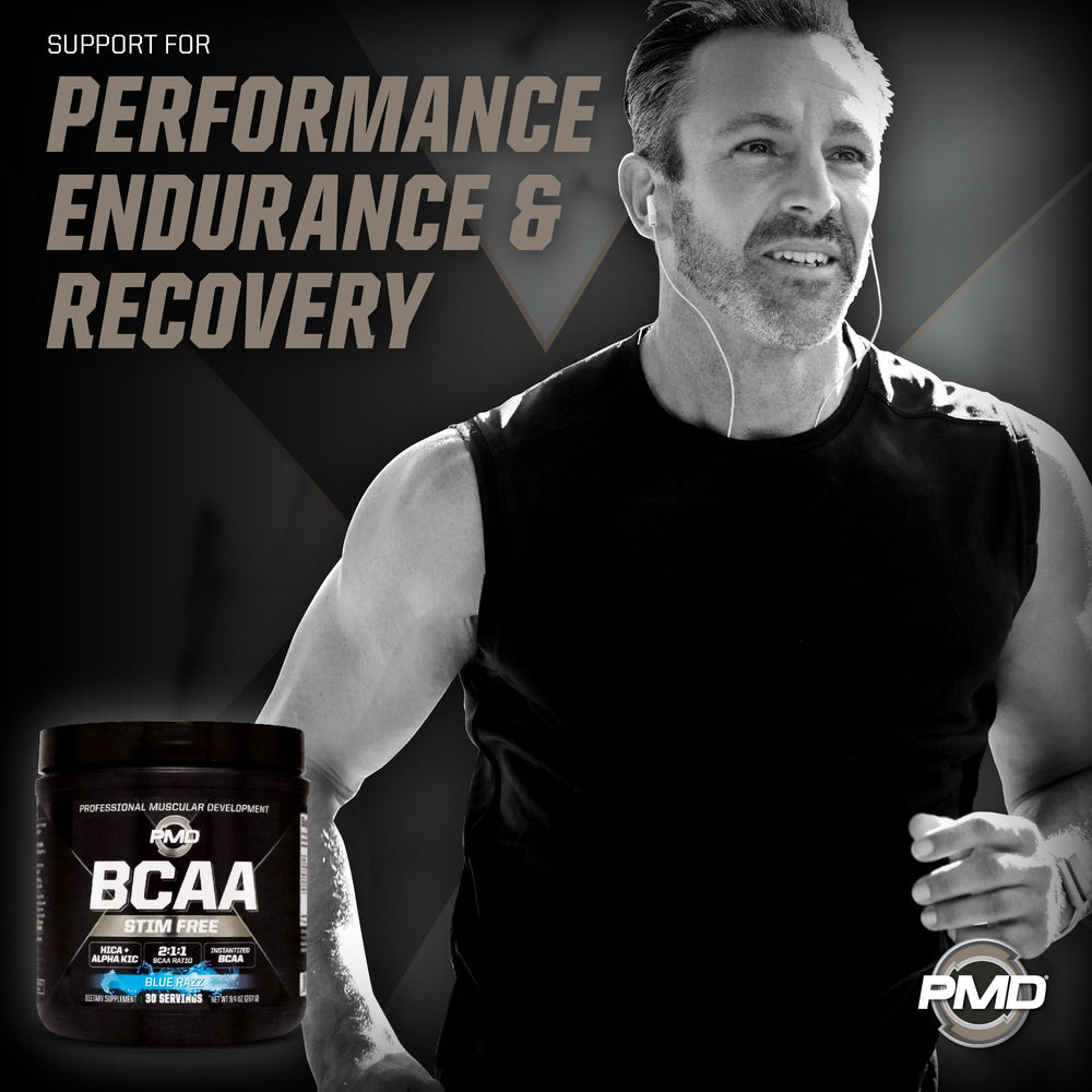 PMD BCAA 2-1-1 ratio emphasizes essential amino acids for training support.