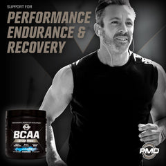 PMD BCAA 2-1-1 ratio emphasizes essential amino acids for training support.
