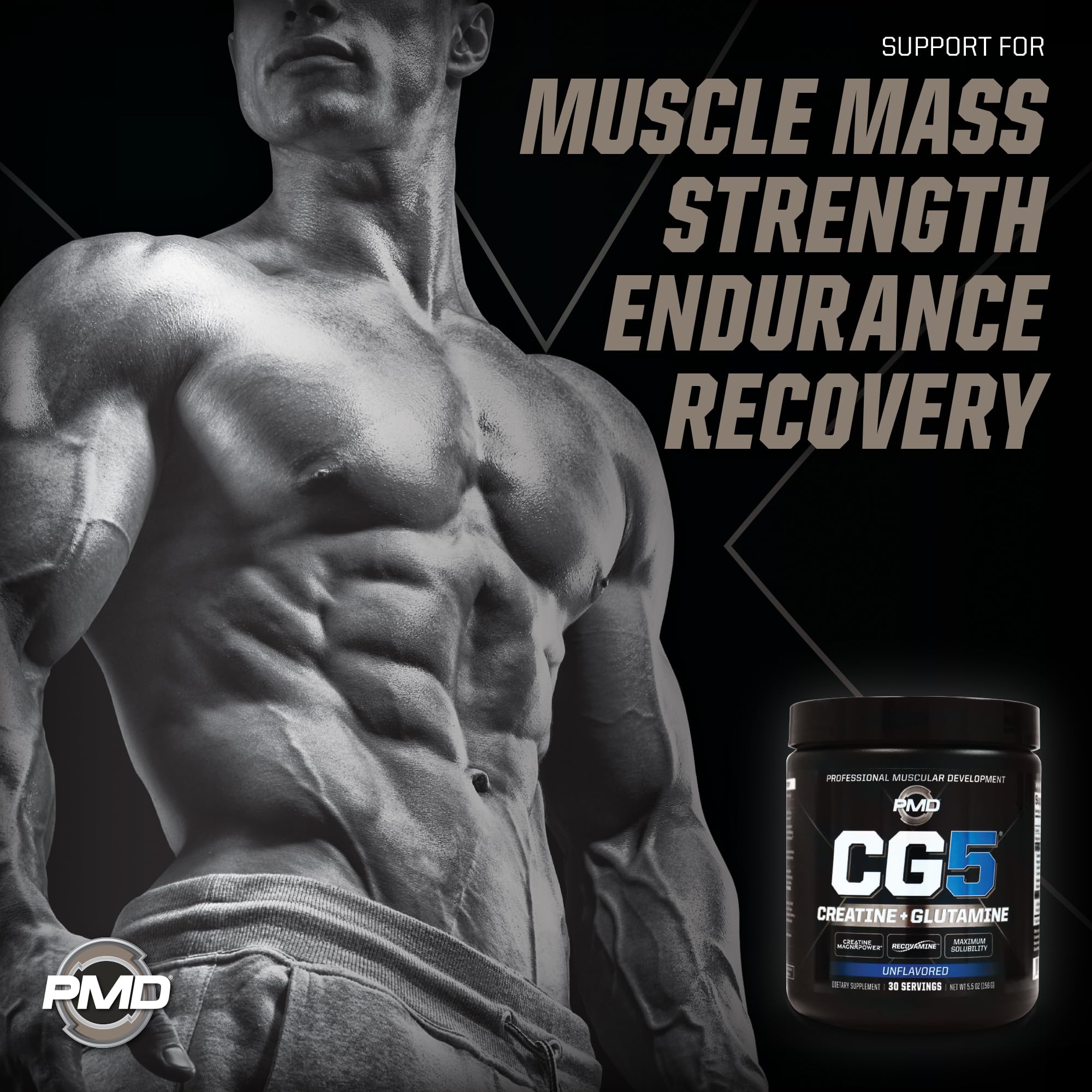 Unflavored PMD CG5 powder dissolving in water for versatile mixing