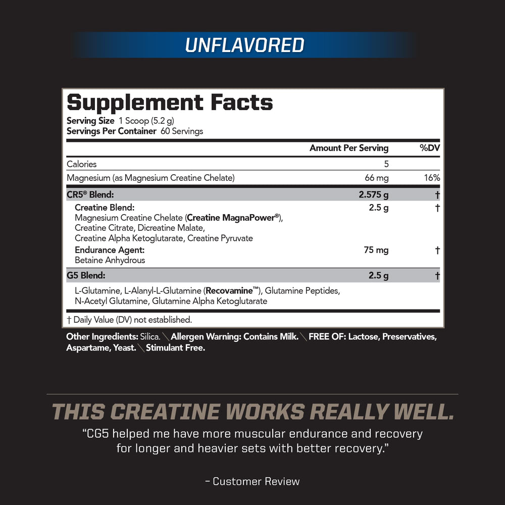 PMD CG5 unflavored powder package for easy pre-workout mixing.