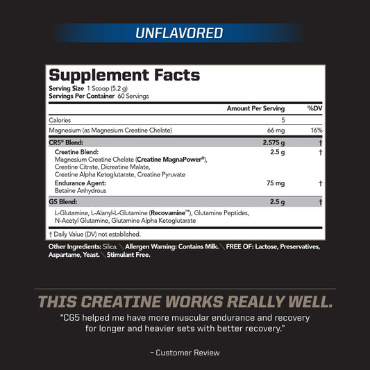 PMD CG5 unflavored powder package for easy pre-workout mixing.