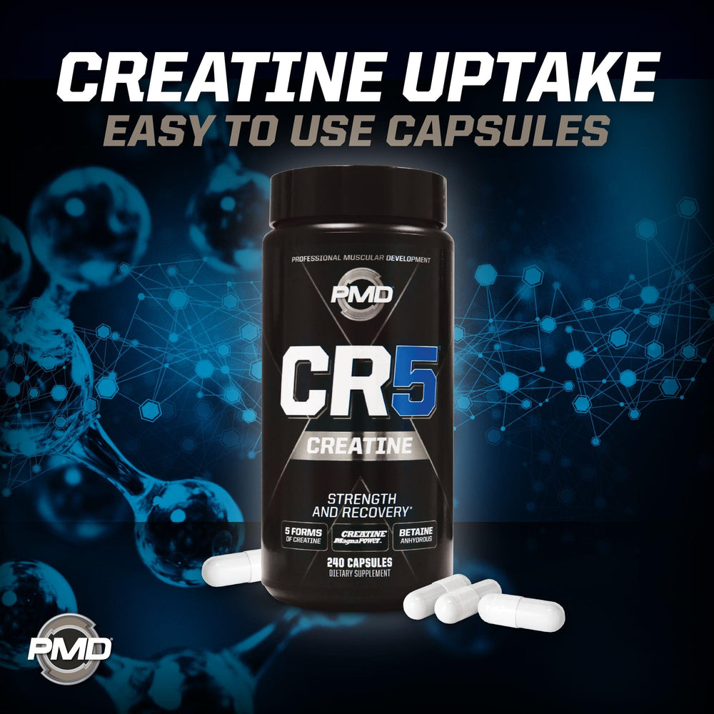PMD CR5 Creatine magnesium-bound formula depiction.