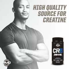 PMD CR5 Creatine recovery scene with gym bag and shaker.