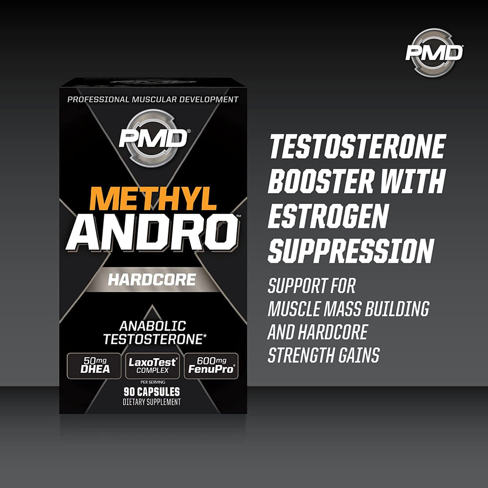 PMD Methyl Andro Hardcore daily dosage scene illustrates practical supplement routine before workouts