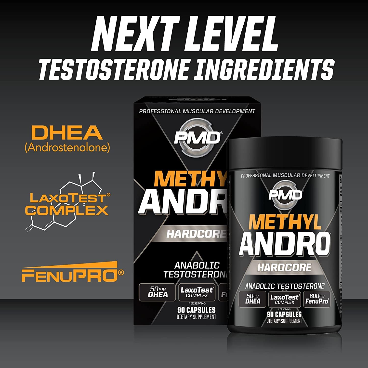 PMD Methyl Andro Hardcore test blend graphic showcases anabolic activator concept