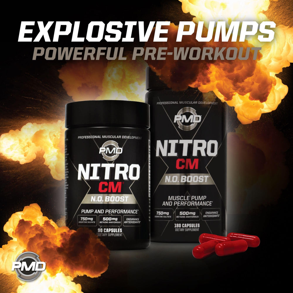 PMD Nitro CM dosing scoop with water demonstrating easy daily intake.
