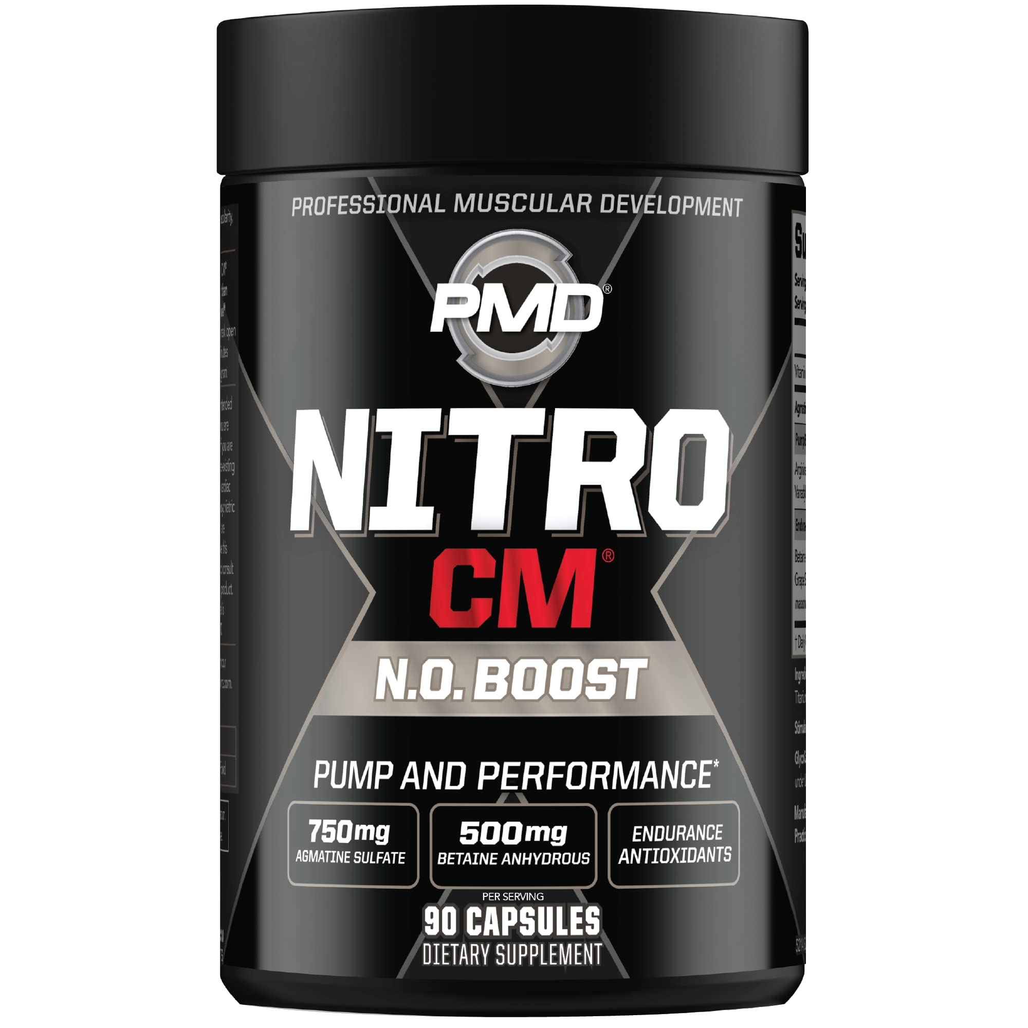 PMD NitroCM bottle showcasing intense pumps during workouts.