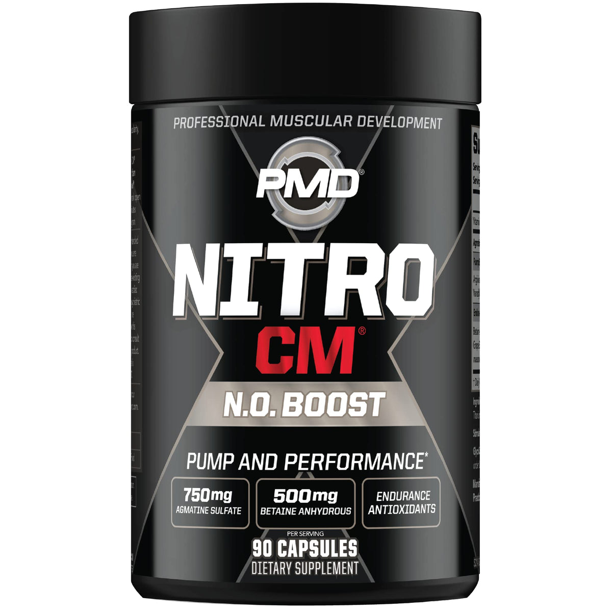 PMD NitroCM bottle showcasing intense pumps during workouts.