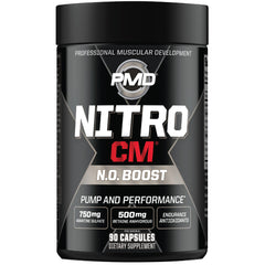 PMD NitroCM bottle showcasing intense pumps during workouts.