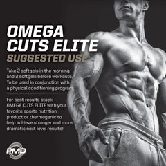 PMD Omega Cuts Elite keto-friendly packaging highlighting stimulant-free support
