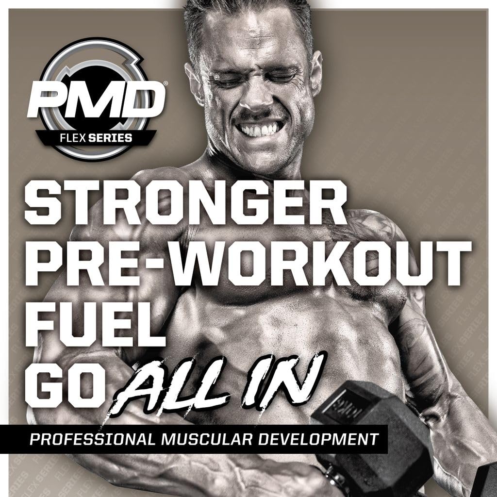 Colorful PMD Pump Fuel ALL IN flavor visual emphasizing a vibrant pre-workout beverage