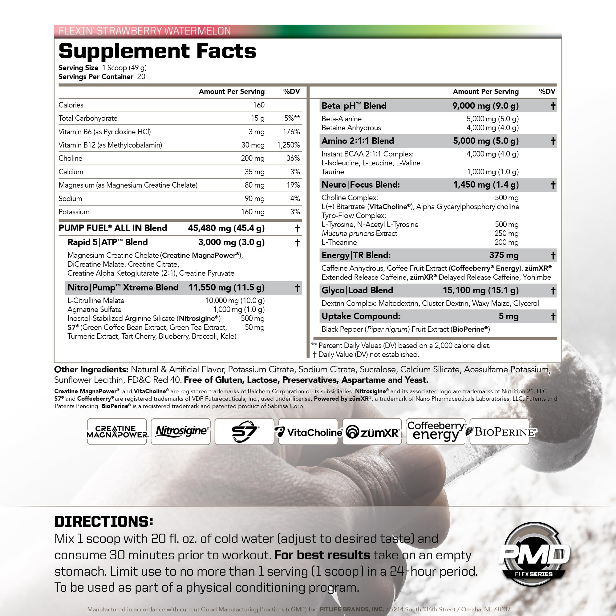 PMD Pump Fuel All in Insanity canister side highlights premium formula