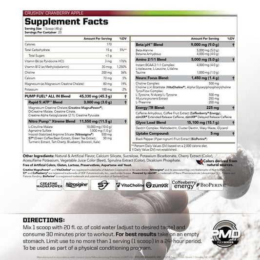 Scoop and jar of PMD Pump Fuel ALL IN showing premium ingredient blend.