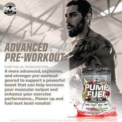 Serving cup with PMD Pump Fuel ALL IN for a quick pre-workout boost.