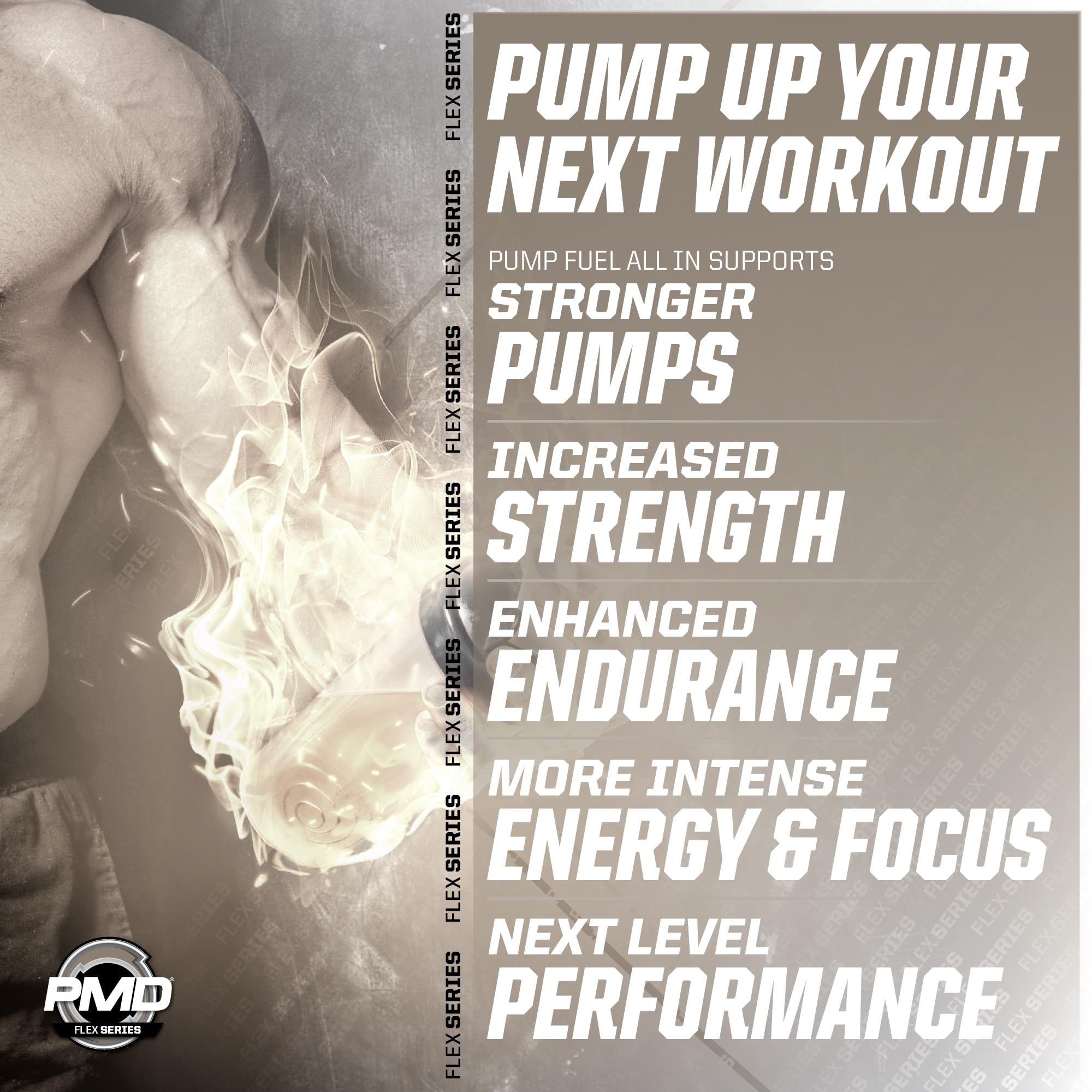 PMD Pump Fuel Insanity gym backdrop conveys momentum during training