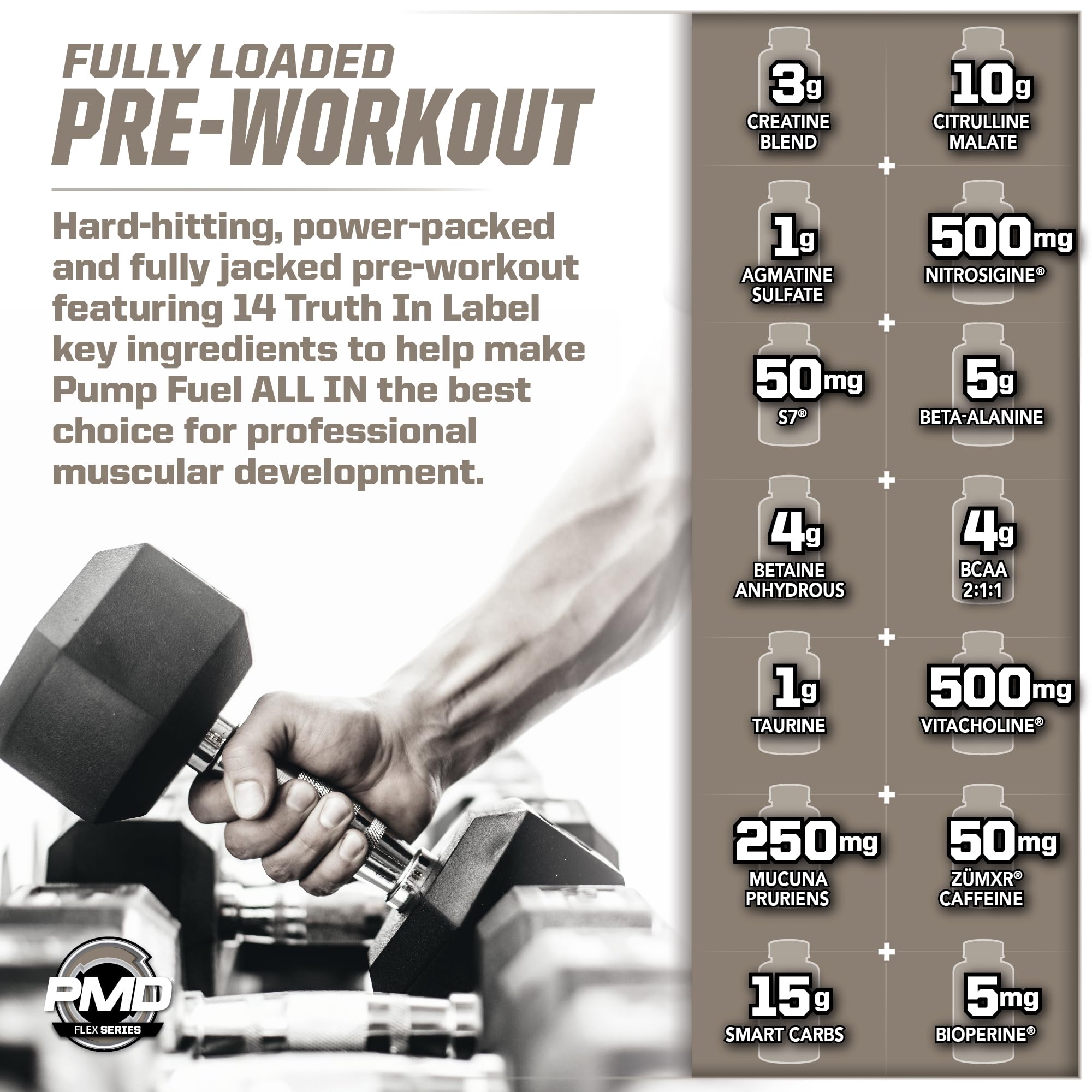 PMD Pump Fuel Insanity label close-up supports ingredient clarity and trust.