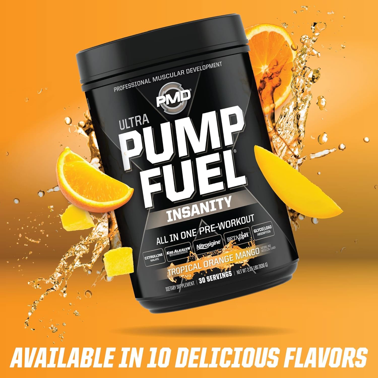 PMD Pump Fuel Ultra Insanity packaging display highlighting premium pre-workout