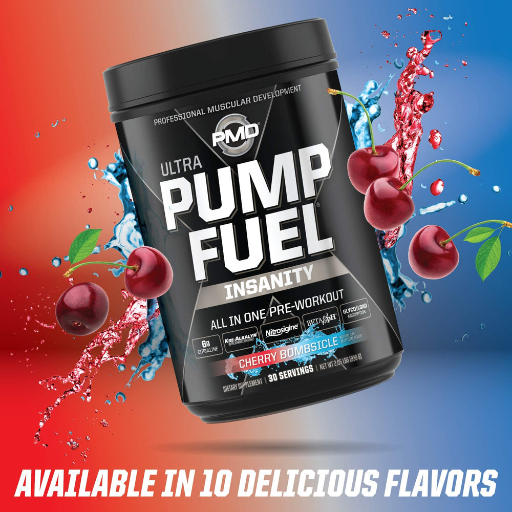 PMD Pump Fuel Ultra Insanity shelf display for easy store access.