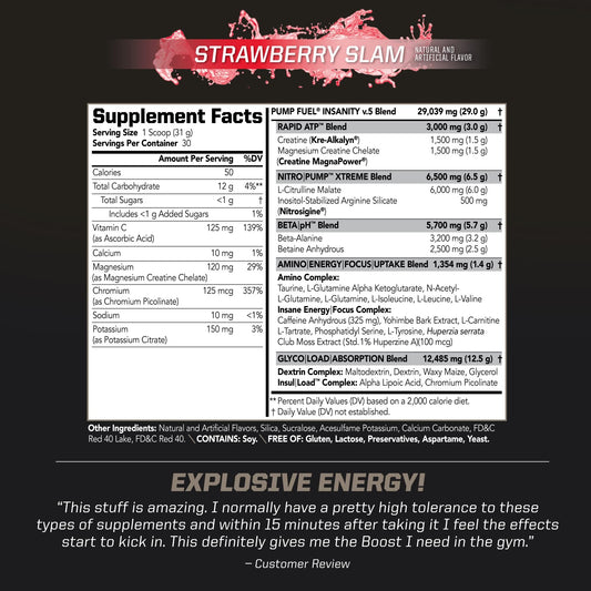 PMD Pump Fuel Ultra Insanity serving pour demonstrates quick-dissolving formula for intense training.