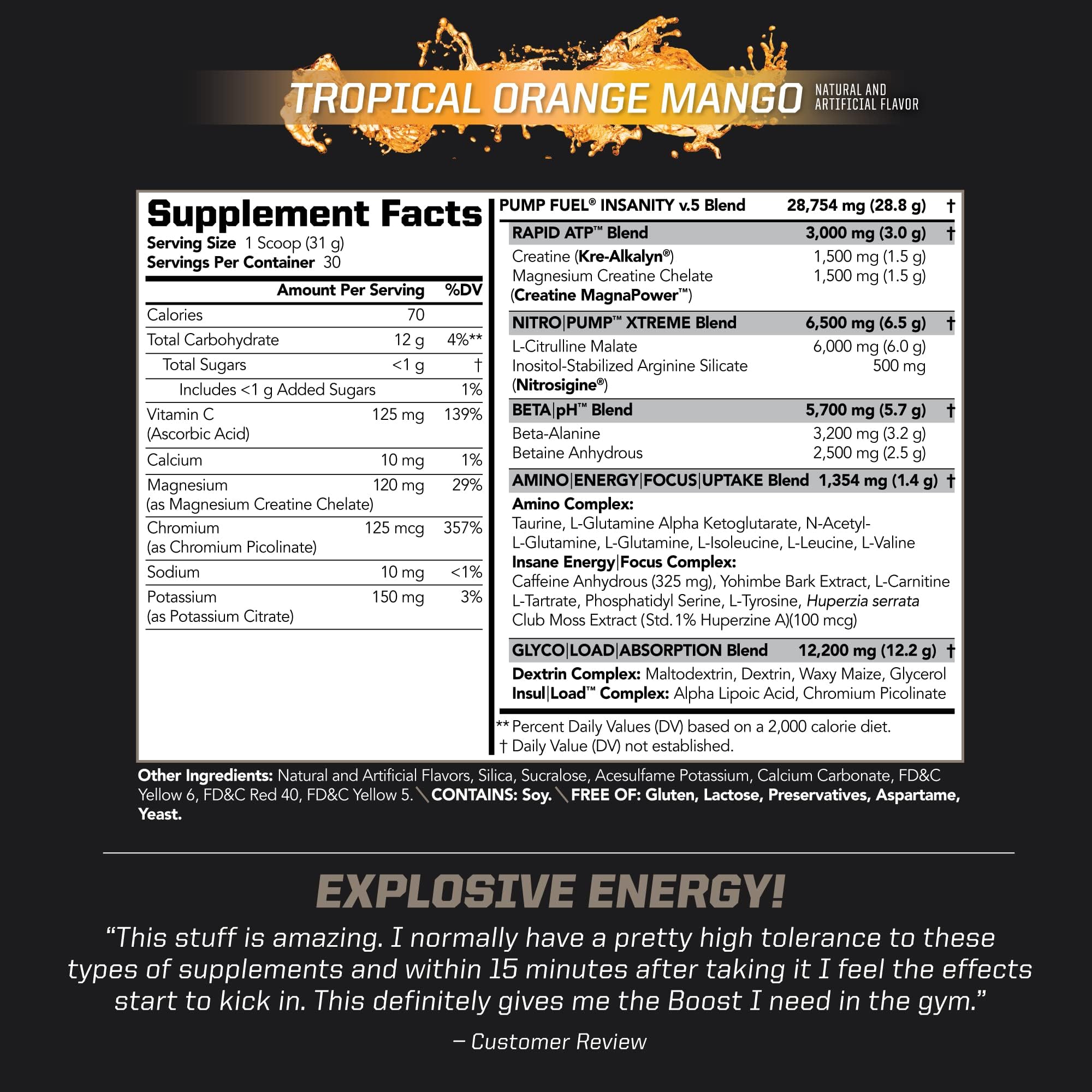 PMD Pump Fuel Ultra Insanity tub back label details for informed choices