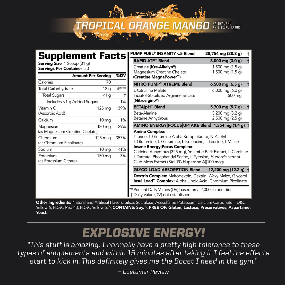 PMD Pump Fuel Ultra Insanity tub back label details for informed choices
