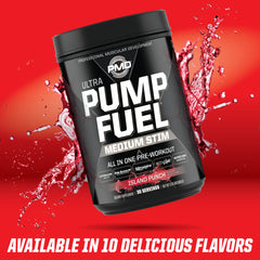 PMD Pump Fuel Ultra Island Punch after-workout recovery support in glass.