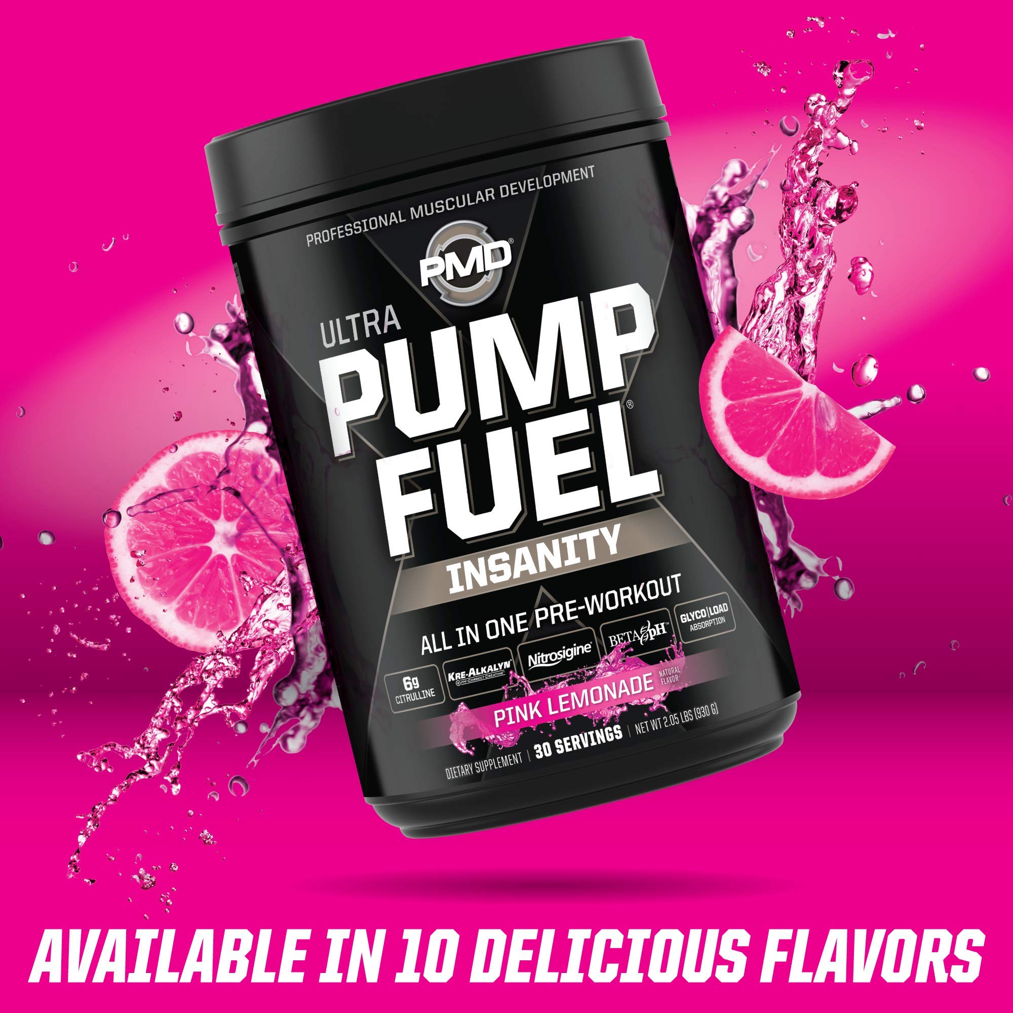 PMD Pump Fuel Ultra tub close-up, premium formula ready for training.