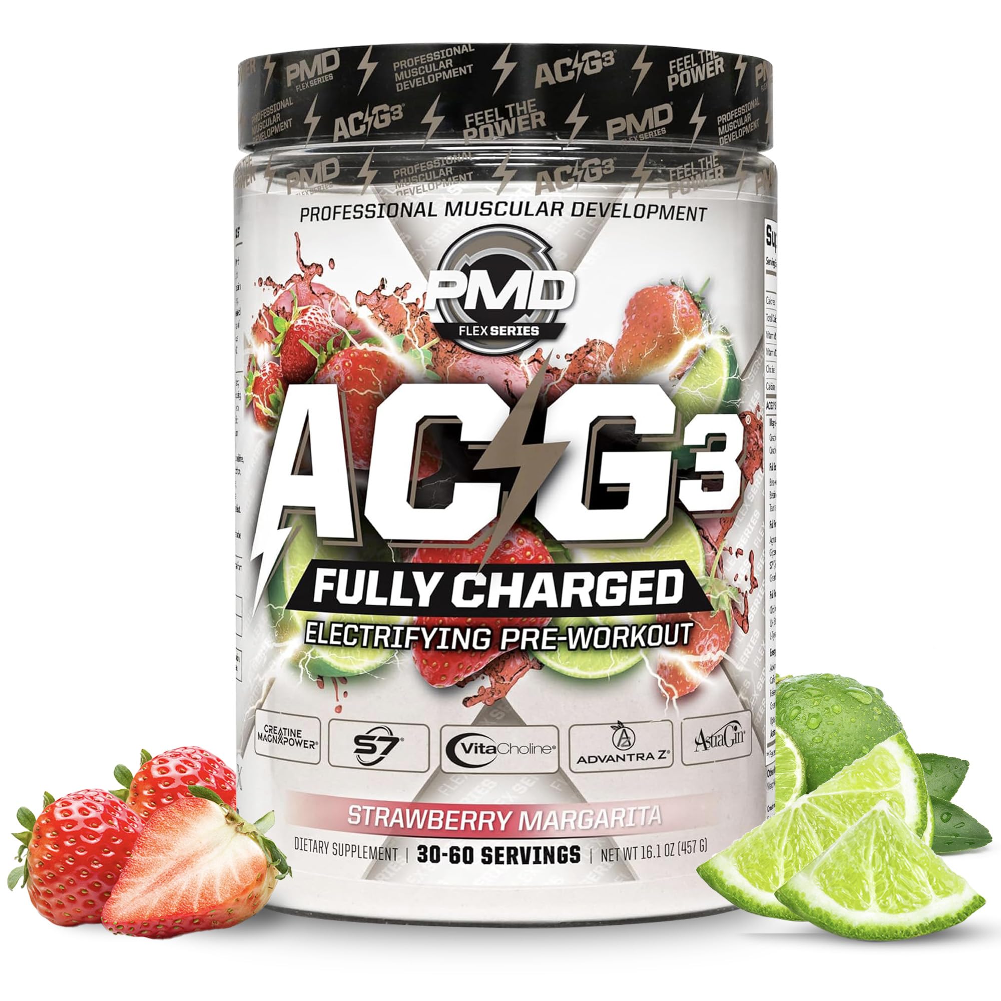 PMD ACG3 Fully Charged bottle front view highlights high-energy pre-workout