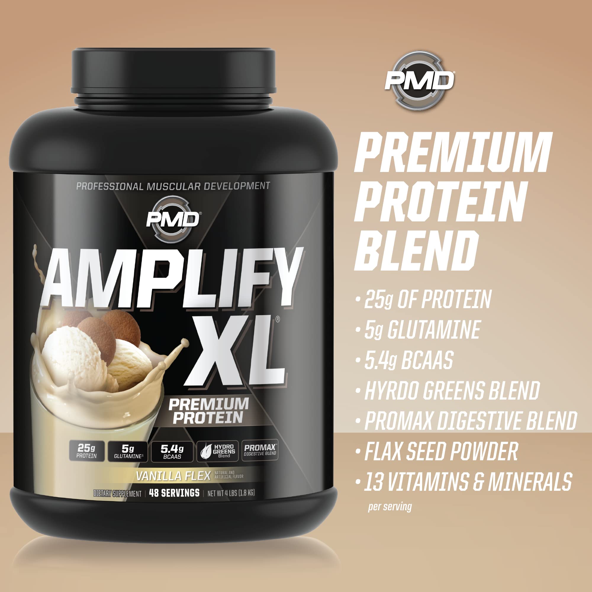 PMD Sports Amplify XL digestive enzyme blend aiding protein absorption