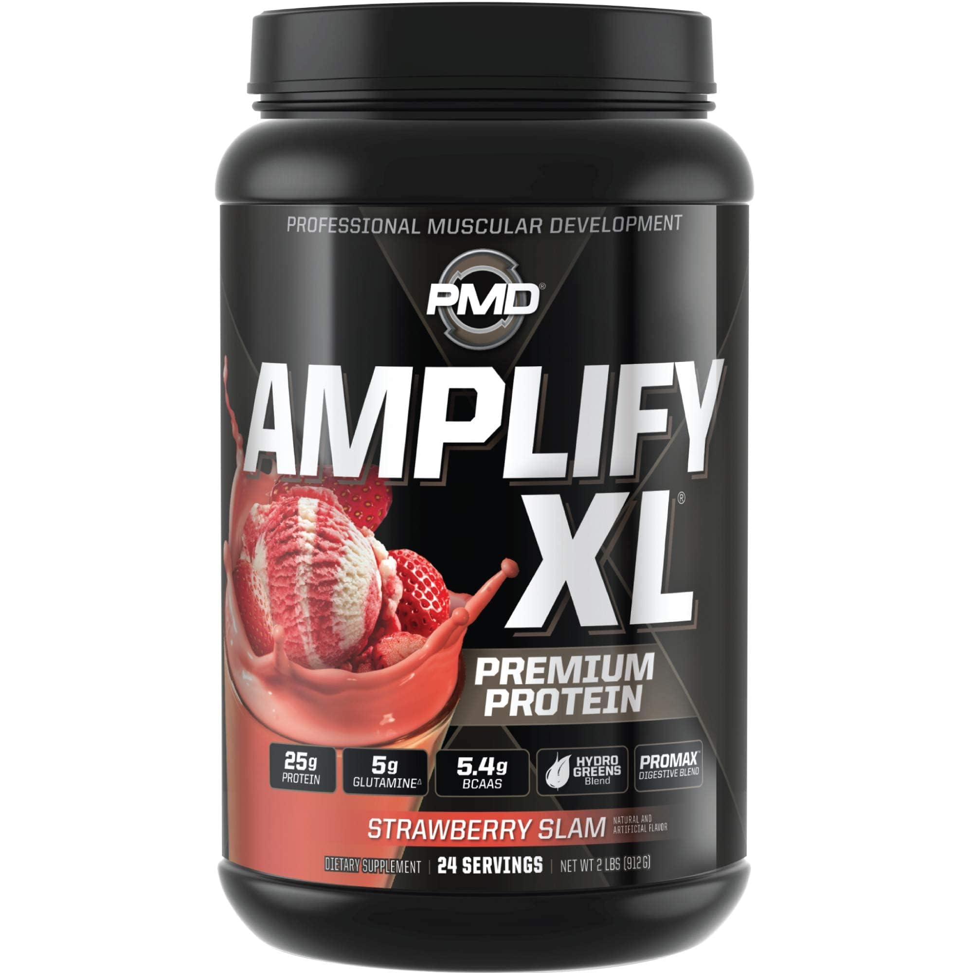 PMD Amplify XL Strawberry Slam bottle for convenient post-workout fueling.