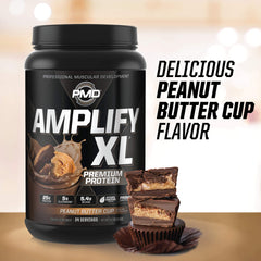 PMD Amplify XL whey protein blend bag emphasizing high-quality protein source.