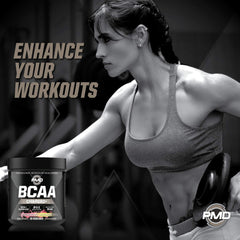 PMD Sports BCAA Charged label highlights BCAAs and energizing blend.