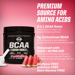 Sports bag with PMD BCAA Stim-Free Watermelon sachets ready for pre-workout.