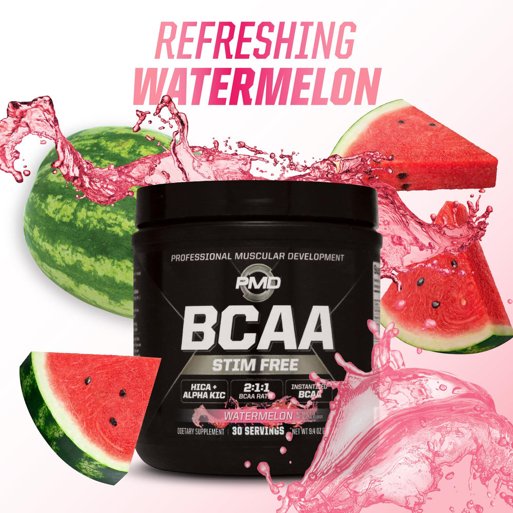 PMD shaker with Watermelon BCAA Stim-Free mixed showing a smooth texture.