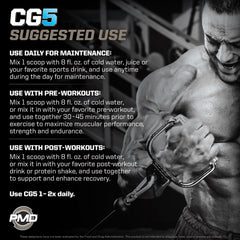 PMD Sports CG5 scoop pouring powder into shaker for quick mix.