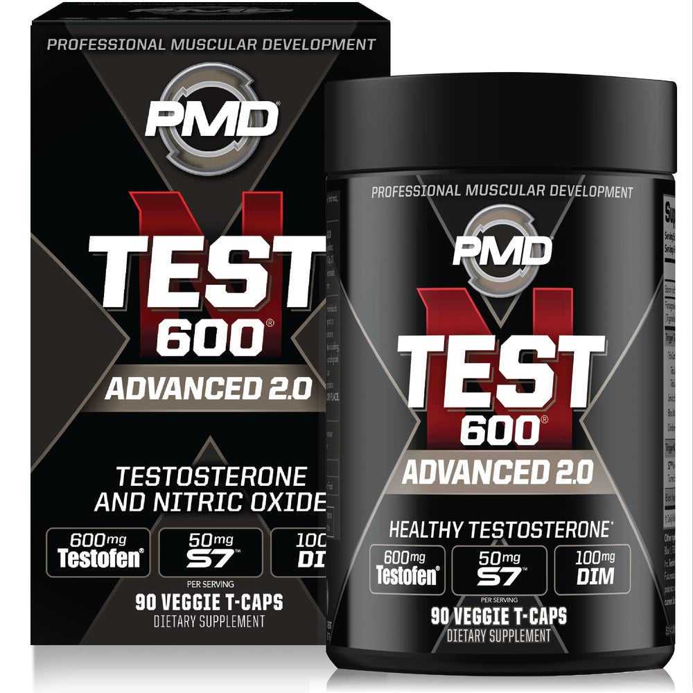 PMD N-Test 600 bottle label shows transparent ingredient amounts.