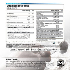PMD Pump Fuel All In blue raspberry label highlights creatine for strength support.
