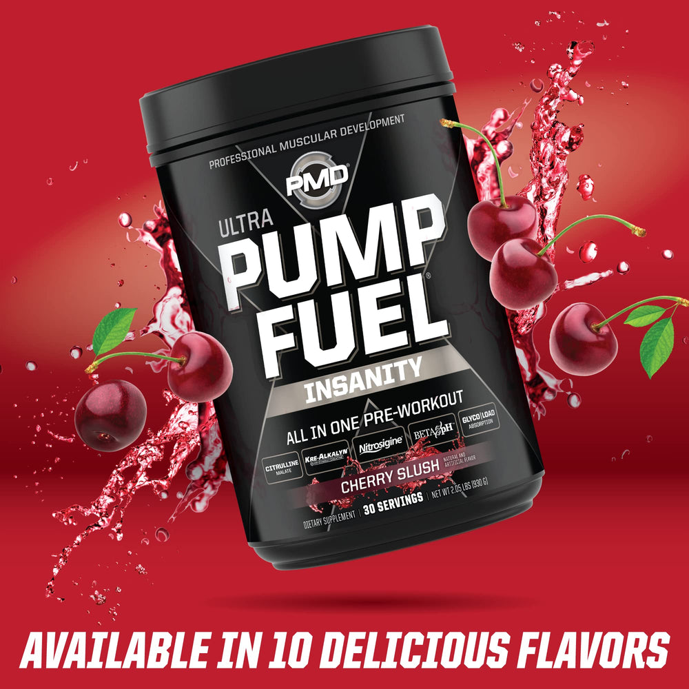 PMD Pump Fuel close-up emphasizing creatine and amino blend